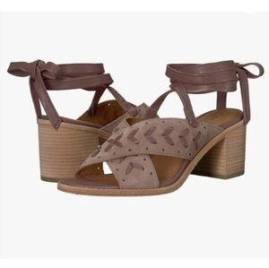 FRYE Bianca Perf Ankle Strap Open Toe Block Heel Sandal Brown Size 11